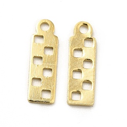 Real 24K Gold Plated Brass Pendants, Long-Lasting Plated, Cadmium Free & Lead Free, Rectangle, Real 24K Gold Plated, 12x3.5x0.5mm, Hole: 1.2mm