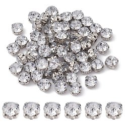 Кристалл Квадратная вышивка стразами, многожильных ссылки, акриловые горный хрусталь, с настройками латуни, аксессуары для одежды, кристалл, 7x7x6 мм, отверстие : 0.6~0.8 мм