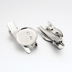 Платина Железа настройки кабошон брошь, с фурнитурой клипа для волос, платина, 35x19x5 мм