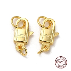 Real 18K Gold Plated 925 Sterling Silver Lobster Claw Clasps, Lock with 925 Stamp, Real 18K Gold Plated, 14x7x3mm