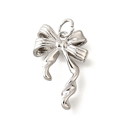 Платина Латунные подвески, бантом, с целью перехода в кольце, долговечный, без кадмия и без свинца, стойки покрытие, платина, 20x13.5x3 мм