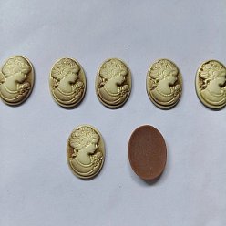 Светло-коричневый Камеи непрозрачные кабошоны из смолы, овальные с женщинами, загар, 25x18x4.5 мм