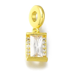Золотой Стеллажное покрытие латунь микро паве прозрачный кубический цирконий европейские подвески-подвески, без свинца и без кадмия, долговечный, золотые, 14x8x5 мм, отверстие : 4 мм