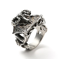 Античное Серебро 316 кольцо на палец из нержавеющей стали, готические украшения для мужчин и женщин, античное серебро, размер США 11 1/2 (20.9 мм)