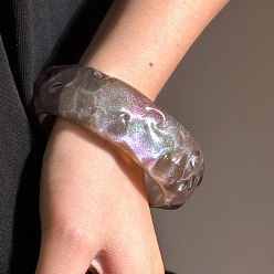 Серый Браслеты из смолы для женщин, форма волны, с блеском порошок, серые, внутренний диаметр: 2-1/2 дюйм (6.2 см)