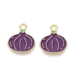 Oro Colgantes de la aleación del esmalte, encantos de cebolla, dorado, 15x13x1.5 mm, agujero: 1.6 mm