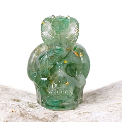 Авантюрин Хэллоуинская змея с черепом, фигурки из смолы, с натуральной авантюриновой крошкой внутри статуэток для украшения домашнего офиса, 58x43 мм