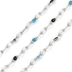 (52) Непрозрачная лаванда Латунные цепочки, с эмалью, с катушкой, пайка без свинца и кадмия, платина, разноцветные, 4x2x0.2 мм