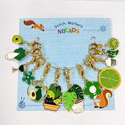 (52) Непрозрачная лаванда 12 шт. 6 стиль зеленый цвет тема сплав эмаль кулон замки маркеры стежка, застежки «лобстер» из цинкового сплава маркеры петель, растения и еда, разноцветные, 3.2~4.5 см, 1 шт / стиль