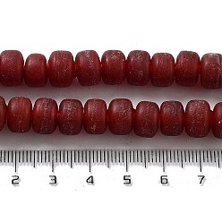 Dark Red Handmade Nepalese Lampwork Beads, Frosted, Column, Dark Red, 10x6.5~7mm, Hole: 2.8mm, about 94pcs/strand, 25.39''(64.5cm)