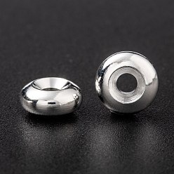 Посеребрённый Spacer бисер латунные, долговечный, плоско-круглые, 925 серебро покрытием, 7.5x3 мм, отверстие : 2 мм