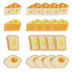 Food 20 шт. 4 стили полиэстеровая вышивка пришитые тканевые заплатки, швейные украшения, питание, 29.5~33x40~45.5x1.5 мм, 5 шт / стиль