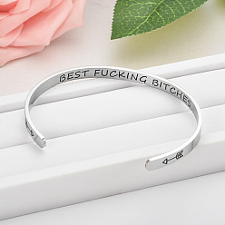 Нержавеющая Сталь Цвет Вдохновляющие браслеты-манжеты из нержавеющей стали для мужчин и женщин, слово, цвет нержавеющей стали, внутренний диаметр: 2-3/8 дюйм (6 см)