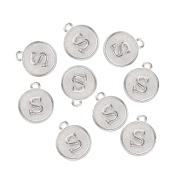Letter S Сеттинги для кулона(кабошонов), сплав, для эмали, без кадмия и без свинца, плоские круглые с буквы, платина, letter.s, 14x12x2 мм, отверстие : 1.5 мм
