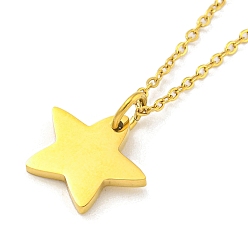 Звезда 304 подвесные из нержавеющей стали ожерелья, бордюрные цепи, реальный 18 k позолоченный, звезда, 17.80x0.47 дюйм (45.2x1.2 см)