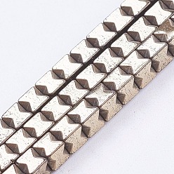 (252) Цвет внутри: морской / фиолетовый на подкладке Гальванизировать немагнитных синтетический гематит бисер пряди, бисер нитей, кубические, античная бронза покрытие, 3x3x3 мм, отверстие : 0.5 мм, около 132 шт / нитка, 15.7 дюйм (9.8 см)