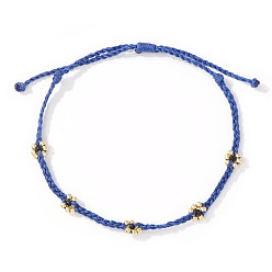 Озёрно--синий Старинный стеклянный бисерный жемчужный браслет регулируемый для девочки, цветок, Плут синий, 11 дюйм (28 см)
