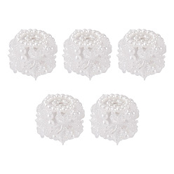 Белый Полимерная глина с бусинами под искусственный жемчуг, цветок, белые, 20.5x15 мм, отверстие : 2.5 мм