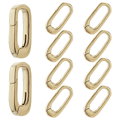 Золотой 10шт. латунные пружинные кольца-затворы, овальные, золотые, 15x7x3 мм
