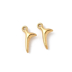 Настоящее золото 18K 304 прелести нержавеющей стали, ионное покрытие (ip), очарование рыбий хвост, реальный 18 k позолоченный, 13x7x3 мм, отверстие : 1 мм