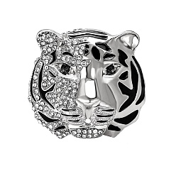 Платина Булавки с тигровой эмалью, Броши из сплава со стразами для рюкзака, платина, 35x33 мм