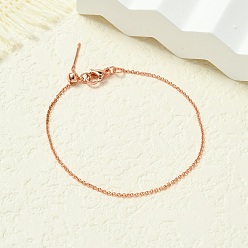 Розовое Золото Латунные кабельные цепи браслеты для женщин, долговечный, 901 застежка из нержавеющей стали, без свинца и без кадмия, розовое золото , 7-7/8 дюйм (20 см)