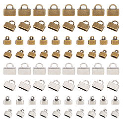 Антично-бронзовый и Антично-серебристый 120 шт. 4 стили тибетский стиль цинковый сплав конец шнура, для изготовления браслета из кожанного шнура, античная бронза, 9~12x8~12.5x4 мм, отверстие : 1.6~5.5x4 мм, внутренний диаметр: 6.1~10.5x2.2~2.5 мм, 30 шт / стиль