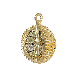 Настоящее золото 14K 304 подвески из нержавеющей стали, дуриан прелести, ионное покрытие (ip), с четким кубического циркония, реальный 14 k позолоченный, 12x8 мм, отверстие : 1 мм