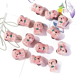 Собака Фарфоровые бусины ручной работы, яркие глазурованные, собака, 18x14 мм, отверстие : 2 мм