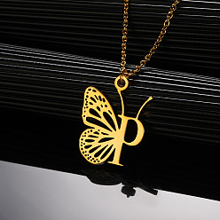Letter P 304 ожерелья с подвеской в виде бабочки из нержавеющей стали, золотые, Письмо P, 15.75 дюйм (40 см)