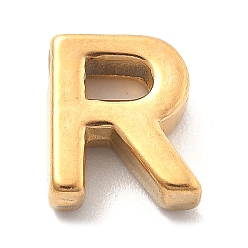 Letter R Ионное покрытие (ip) 304 брелоки из нержавеющей стали, буквенное очарование, реальный 18 k позолоченный, Буква R, 9.5x8x3 мм, отверстие : 1.6 мм