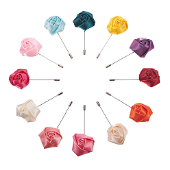 Couleur Mélangete Broches de sécurité, avec des épingles en tissu et en alliage, Axe de cravate, fleur, couleur mixte, 85~90mm, pin: 1 mm, 20 pièces / kit