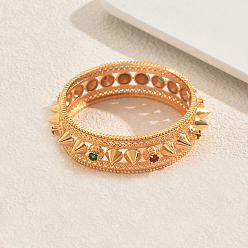 Золотой Браслеты из латуни в стиле хип-хоп с микропаве из кубических цирконий, заклепки браслеты для женщин, золотые, внутренний диаметр: 2-3/8 дюйм (6 см)