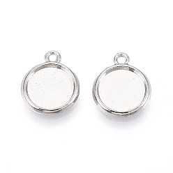 Античное Серебро Подвески в тибетском стиле из сплава с кабошонами, двухсторонний, без кадмия и без свинца, плоско-круглые, античное серебро, лоток : 9 мм, 14x11.5x2 мм, отверстие : 1.2 мм