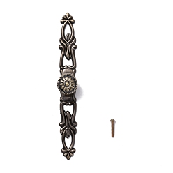 Antique Bronze Vintage Victorian Floral Pattern Alloy Cabinet Door Knobs, Kitchen Drawer Pulls Cabinet Handles, with Iron Screws, Antique Bronze, 226x30.5x29mm