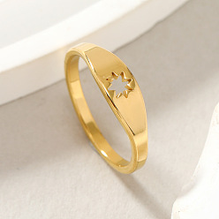 Золотой Модные 304 из нержавеющей стали кольца перста, простой стиль, гексаграмма, золотые, размер США 8 (18.1 мм)