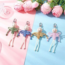 (52) Непрозрачная лаванда 4 шт. хлопковые нитки, подвесные украшения в виде человека, с поворотными застежками сплава, разноцветные, 145~147 мм