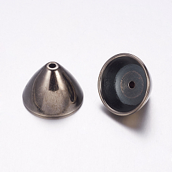 Gunmetal CCB Plastic Cord Ends, End Caps, Cone, Gunmetal, 22x15mm, Hole: 2mm, Inner Diameter: 15~18mm