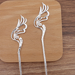 Серебро Палочка для волос из сплава Феникс, серебряные, 155x28 мм