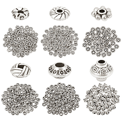 Antique Silver Tibetan Style Zinc Alloy Spacer Beads, Mixed Shapes, Antique Silver, 300pcs/box