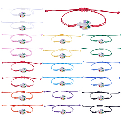 Couleur Mélangete 20 pièces 10 couleurs Bracelets à maillons en alliage de zinc, bracelets tressés en cordon polyester pour hommes et femmes, palette de couleurs, couleur mixte, diamètre intérieur: 3-1/4 pouce (8.2 cm), 2 pcs / couleur