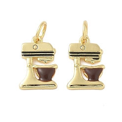 Кокосово-Коричневый Латунь эмаль прелести, миксер очарование, с целью перехода в кольце, без свинца и без кадмия, долговечный, стойки покрытие, реальный 18 k позолоченный, кокосового коричневый, 12x8.5x1.5 мм, отверстие : 3.4 мм