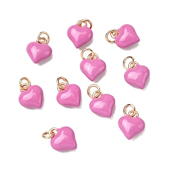 Фламинго Латунь эмаль прелести, с целью перехода в кольце, реальный 18 k позолоченный, без кадмия и без свинца, шарма сердца, фламинго, 11.5x9.5x4.5 мм, отверстие : 2 мм