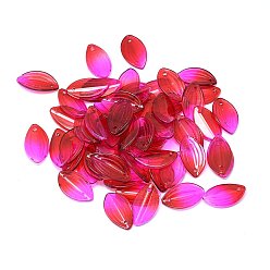 Cerise Transparente Glas-Anhänger, Lotusblütenblatt, Ton zwei, cerise, 20.5x12x2.5 mm, Bohrung: 1 mm