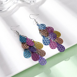 Платина 430 Серьги-капли из нержавеющей стали с подвесками, с железными крюками серьги, платина, 79 мм