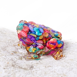 Разноцветный Украшения дисплея естественной оболочки, украшение для домашнего офиса из смолы, жаба, красочный, 66x60x35 мм