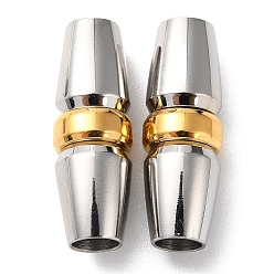Golden & Stainless Steel Color 303 Stainless Steel Bayonet Clasps, Column, Golden & Stainless Steel Color, 26x9mm, Hole: 5mm