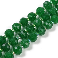 Морско-зеленый Природные окрашенные белого нефрита нитей бисера, граненые, рондель, с бисером, цвета морской волны, 7.5~8x6.5 мм, отверстие : 1.4 мм, около 45~46 шт / нитка, 15.75'' (40 см)