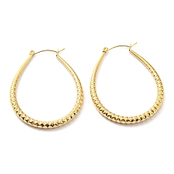 Настоящее золото 14K 304 текстурированные серьги-кольца из нержавеющей стали в виде капель, реальный 14 k позолоченный, 49.5x4 мм