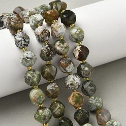 Зеленый Опал Естественный зеленый опал бисер нитей, с бисером, граненые, твист, 10x9~10x9~10 мм, отверстие : 1 мм, около 33~34 шт / нитка, 15.04''~15.35'' (38.2~39 см)